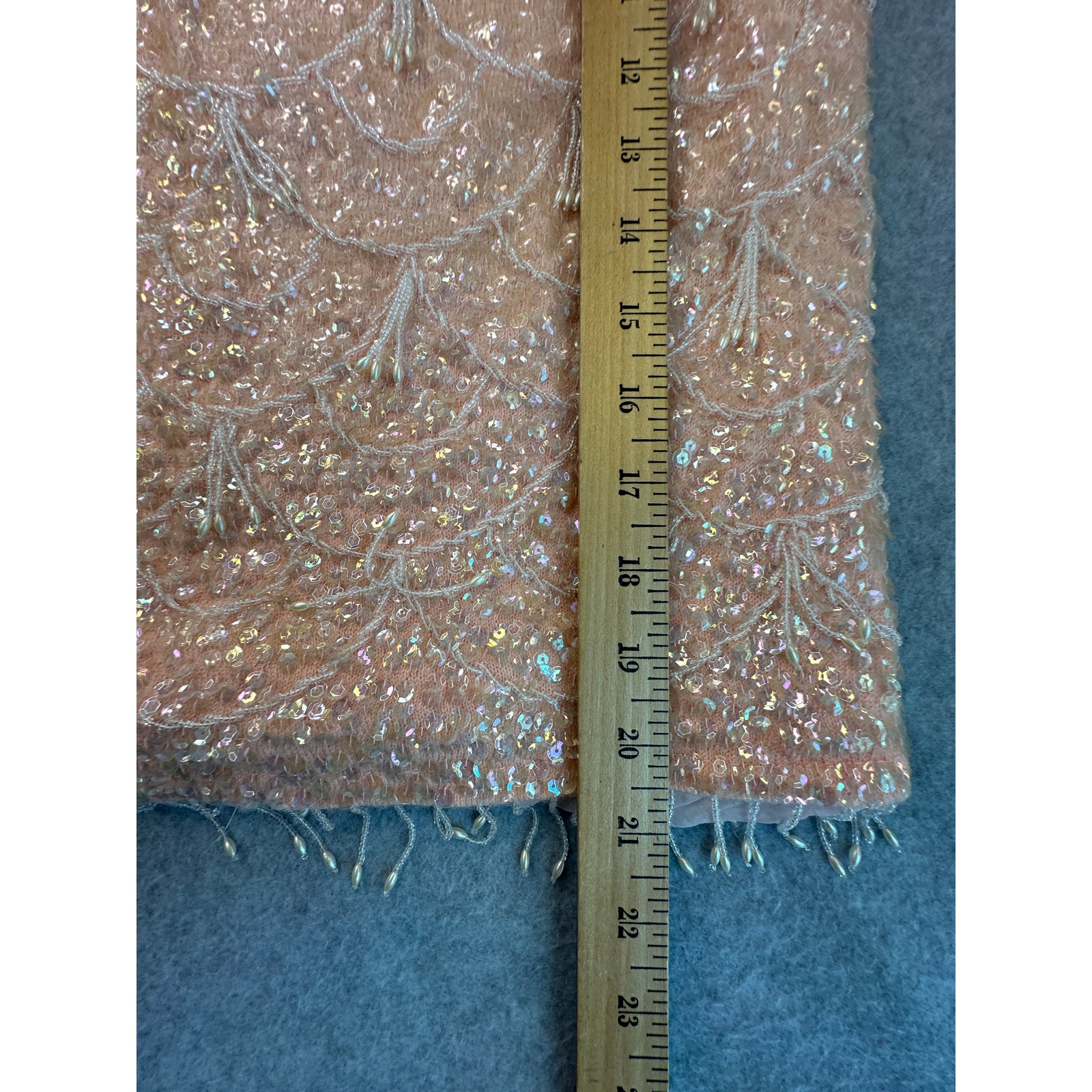 Knitwear Beaded Wool Tank Shell Top Pink Sequin Scalloped — image 7 of 8
